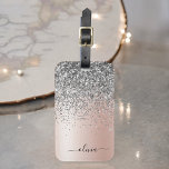 Etiqueta Para Maletas Oro Rosa - Monograma Purpurina Rubor rosado platea<br><div class="desc">Oro Rosa - Purpurina de espuma metálica de Relieve metalizado Rubor rosa y plateado de imitación cepillado nombre Metalizado de monograma y etiqueta inicial de bolsa o equipaje. Esto hace que el dulce perfecto cumpleaños 16, boda, ducha de novia, aniversario, ducha de bebé o fiesta de soltera sea regalo para...</div>