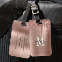 Oro Rosa Monogramado con Brillo Drip Metal Cepilla
