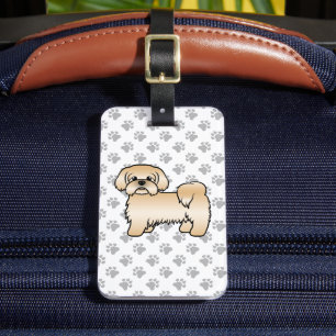 Etiqueta Para Maletas Oro Shih Tzu Cute Cartog Perro y Personalizado Tex