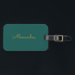 Etiqueta Para Maletas Oro Verde azulado simple y personalizado de mediad<br><div class="desc">Haga clic en "Personalizar" para personalizar el texto y/o cambiar el color de fondo. ¡Hace un gran regalo de vacaciones para una muchacha que ama la magia de los unicornios! Llenador de existencias de Guay,  regalo de cumpleaños o regalo de vacaciones.</div>