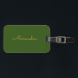 Etiqueta Para Maletas Oro verde simple y personalizado<br><div class="desc">Haga clic en "Personalizar" para personalizar el texto y/o cambiar el color de fondo. ¡Hace un gran regalo de vacaciones para una muchacha que ama la magia de los unicornios! Llenador de existencias de Guay,  regalo de cumpleaños o regalo de vacaciones.</div>