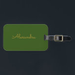 Etiqueta Para Maletas Oro verde simple y personalizado<br><div class="desc">Haga clic en "Personalizar" para personalizar el texto y/o cambiar el color de fondo. ¡Hace un gran regalo de vacaciones para una muchacha que ama la magia de los unicornios! Llenador de existencias de Guay,  regalo de cumpleaños o regalo de vacaciones.</div>