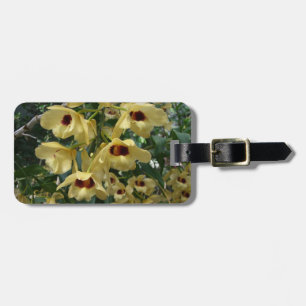 Etiqueta Para Maletas Orquídeas Amarillas y Marrones Elegante Floral