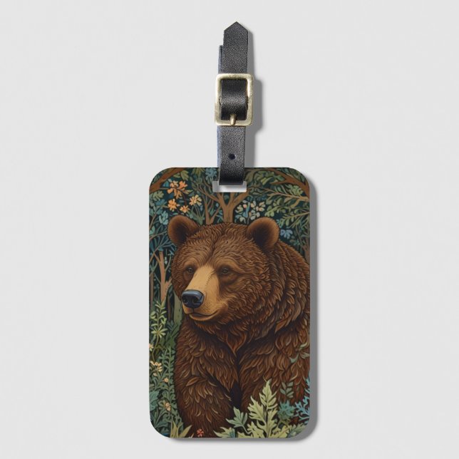 Etiqueta Para Maletas Oso castaño retro ruso (Anverso vertical)