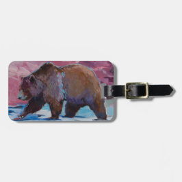 Etiqueta Para Maletas Oso de Brown en Utah, caminando por las rocas