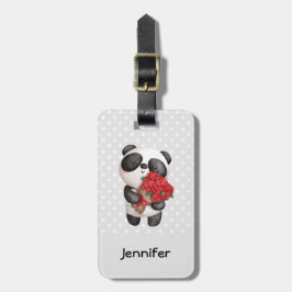 Etiqueta Para Maletas Oso de Panda con Rose Bouquet
