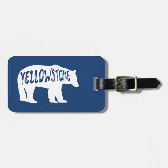 Etiqueta Para Maletas Oso del Parque Nacional Yellowstone (Frente Horizontal)