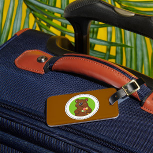 Etiqueta Para Maletas Oso lindo con crema de hielo cono divertido animal