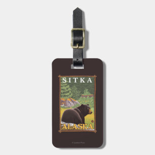 Etiqueta Para Maletas Oso negro en el bosque - Sitka, Alaska