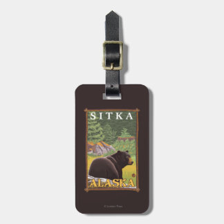 Etiqueta Para Maletas Oso negro en el bosque - Sitka, Alaska