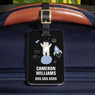 Etiqueta Para Maletas Oso Personalizado lindo en el espacio