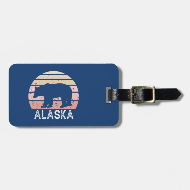 Etiqueta Para Maletas Oso retro de Alaska (Frente Horizontal)