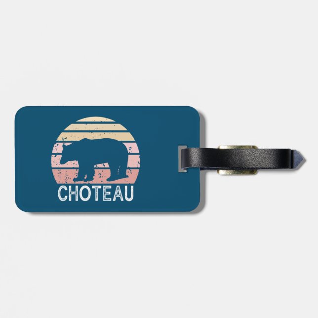 Etiqueta Para Maletas Oso retro de Choteau Montana (Atrás Horizontal)