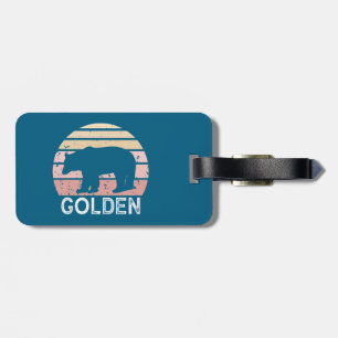 Etiqueta Para Maletas Oso Retro de Colorado Dorado