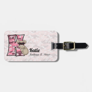 Etiqueta Para Maletas Oso rosa de Koala en camuflaje de Fuax para Chicas