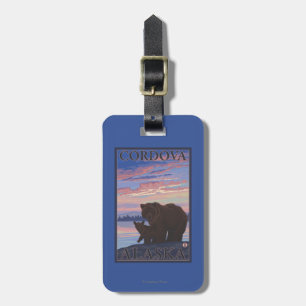 Etiqueta Para Maletas Oso y Cub - Cordova, Alaska