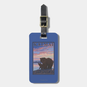 Etiqueta Para Maletas Oso y Cub - Katmai, Alaska