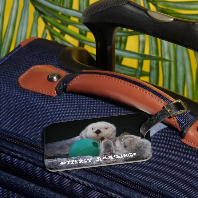 Etiqueta Para Maletas Otters oceánicas totalmente asombrosas (Anverso In situ 3)