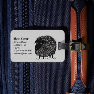 Etiqueta Para Maletas Oveja negra con texto de Personalizable