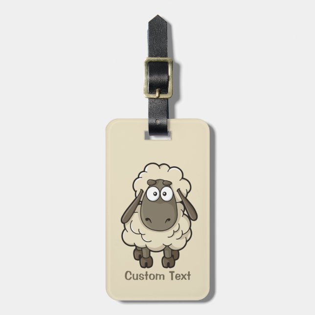 Etiqueta Para Maletas Oveja Personalizado Beige (Frente Vertical)