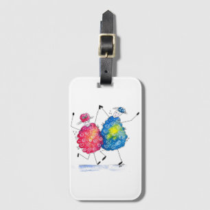 Etiqueta Para Maletas Ovejas bailando caprichosamente