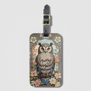Etiqueta Para Maletas Owl Pastel Floral William Morris Inspirado