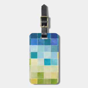 Etiqueta Para Maletas Paisaje con plazas Pixilares Multicolores
