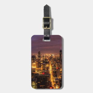 Etiqueta Para Maletas Paisaje nocturno de Chicago