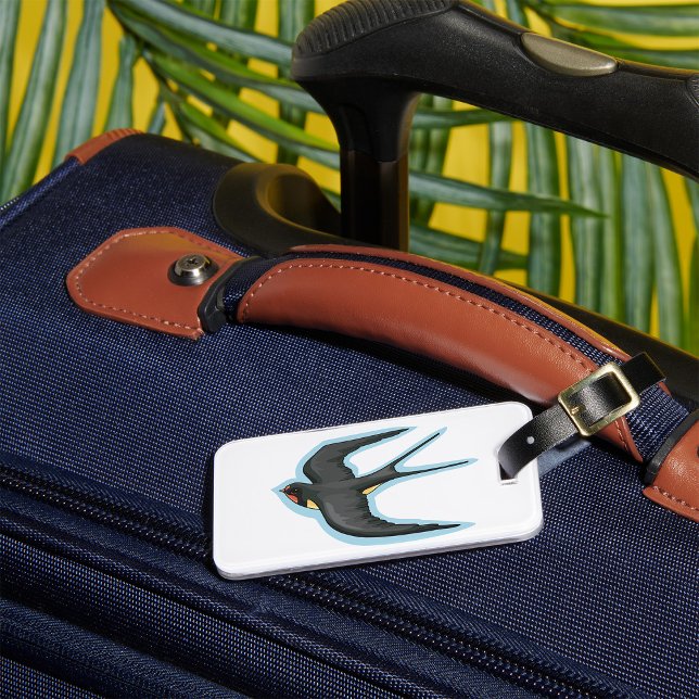 Etiqueta Para Maletas Pájaro Golondrina Volando (Subido por el creador)