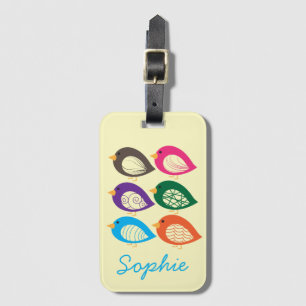 Etiqueta Para Maletas Pájaros extravagantes y coloridos