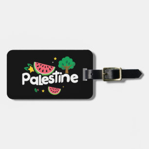 Etiqueta Para Maletas Palabra palestina escueta rodeada por un árbol de 