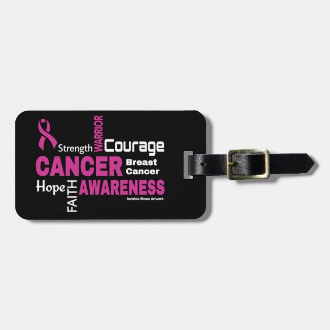 Etiqueta Para Maletas Palabras... Cáncer de Mama (Frente Horizontal)