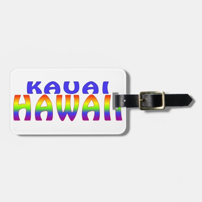 Etiqueta Para Maletas Palabras del arco iris de Kauai Hawaii (Frente Horizontal)