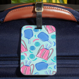Etiqueta Para Maletas Palas de pelota y bolas azul preppy