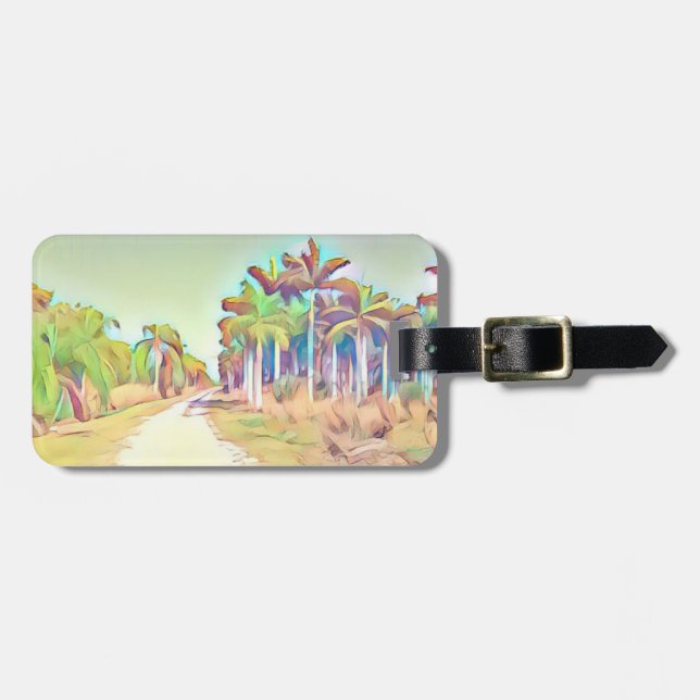 Etiqueta Para Maletas Palm Road pintado (Frente Horizontal)