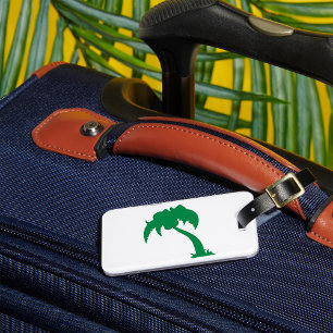 Etiqueta Para Maletas Palm Tree Tropical Silhouette Green Island Beach