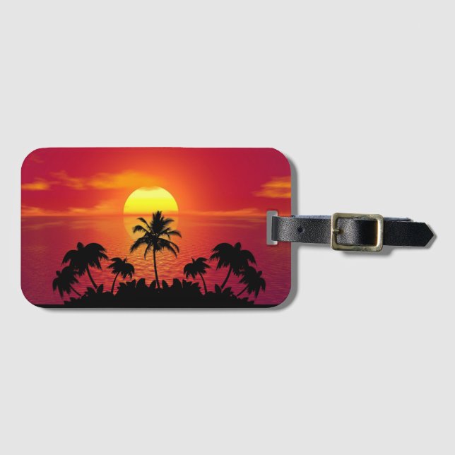 Etiqueta Para Maletas Palm Trees Silhouette-16514 (Anverso horizontal)