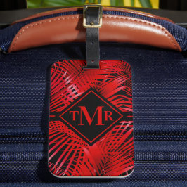 Etiqueta Para Maletas Palm Tropical Roja Monogramada