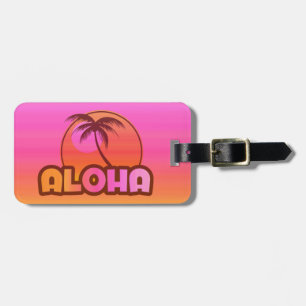 Etiqueta Para Maletas Palma rosada de la hawaiana