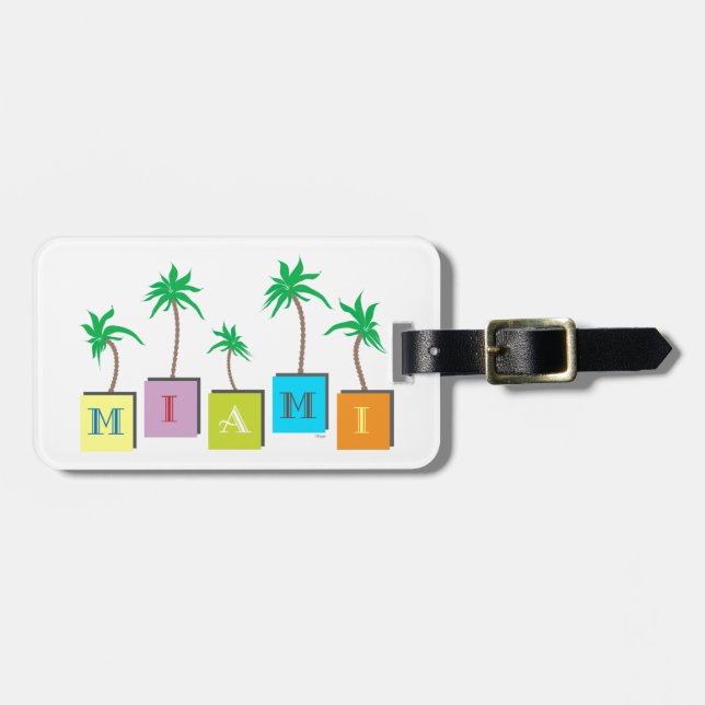 Etiqueta Para Maletas Palmas de Miami Beach (Frente Horizontal)