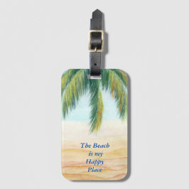 Etiqueta Para Maletas Palmera en un día soleado en la playa