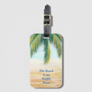 Etiqueta Para Maletas Palmera en un día soleado en la playa
