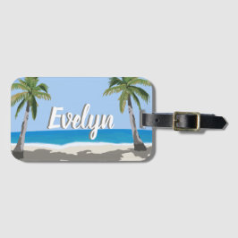 Etiqueta Para Maletas Palmera Tropical Hawaiana Playa Personalizada 