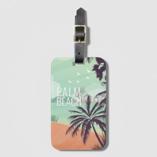 Etiqueta Para Maletas Palmeras de playa en colores suaves