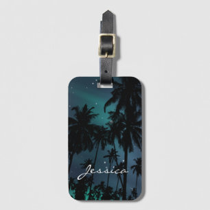 Etiqueta Para Maletas Palmeras y cielo estrellado personalizado