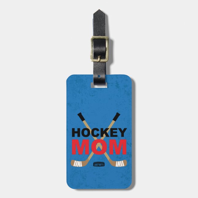 Etiqueta Para Maletas Palos de hockey para mamá rojos (Frente Vertical)