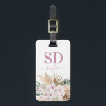 Etiqueta Para Maletas Pampas hierba, orquídea, follaje tropical texto<br><div class="desc">Pampas hierba,  orquídea,  follaje tropical texto nombre personalizado y diseño inicial.</div>