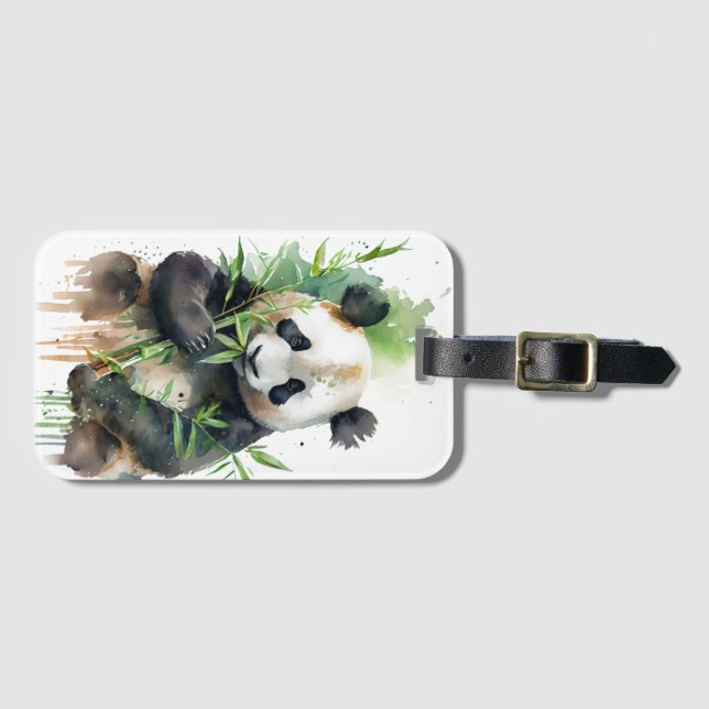 Etiqueta Para Maletas panda - bambú (Anverso horizontal)