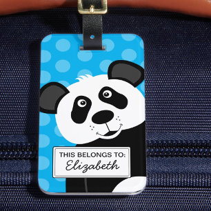 Etiqueta Para Maletas Panda Bear Blue Kids Cute Animal
