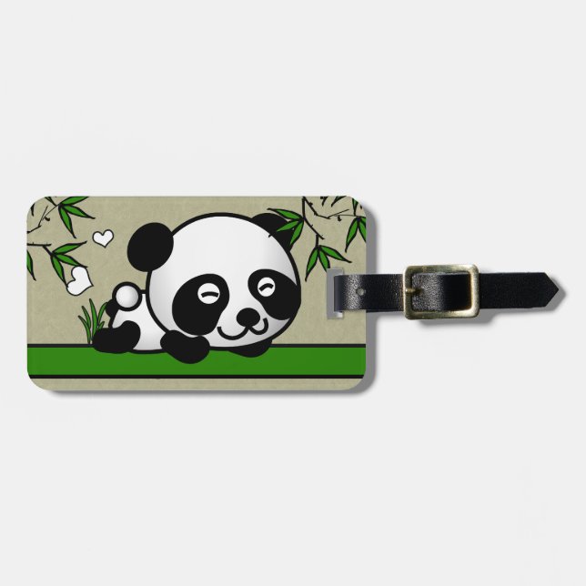 Etiqueta Para Maletas Panda confiada (Frente Horizontal)